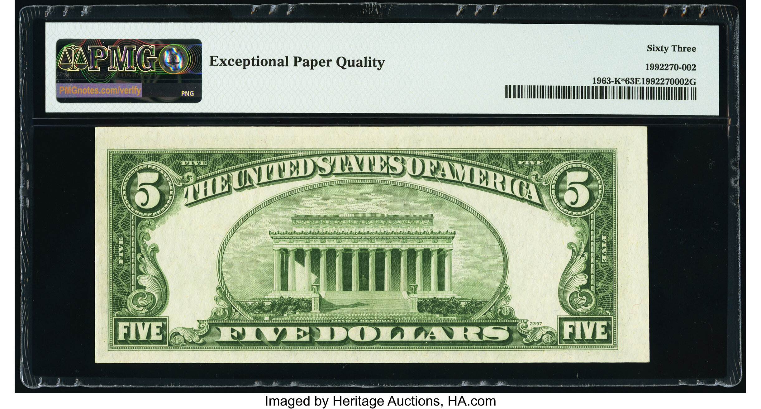 image for: Ivy Baker Priest Courtesy Autographed Fr. 1963-K* $5 1950B Federal Reserve Star Note. PMG Choice Uncirculated 63 EPQ....