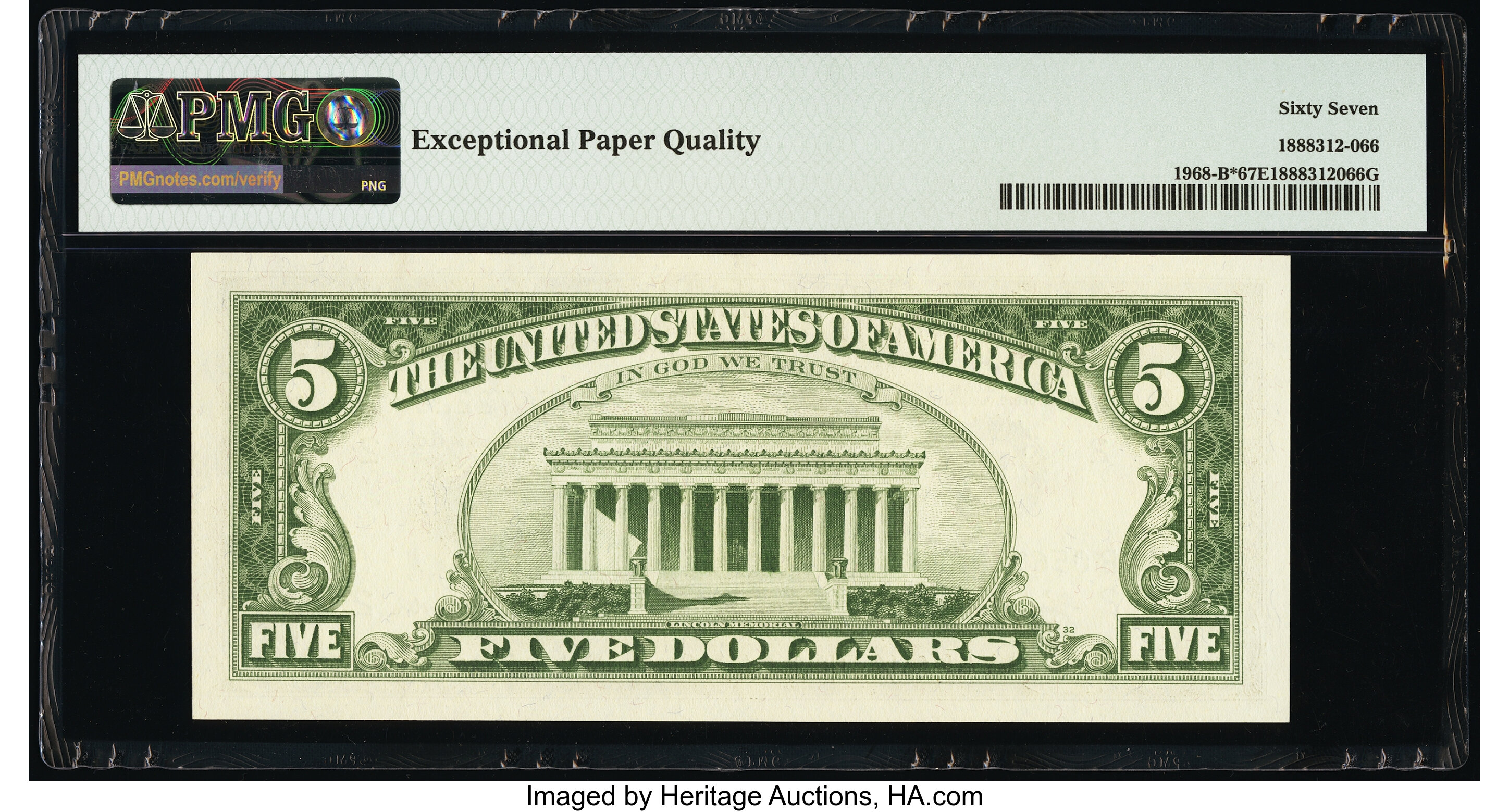 image for: Fr. 1968-B* $5 1963A Federal Reserve Star Note. PMG Superb Gem Unc 67 EPQ....