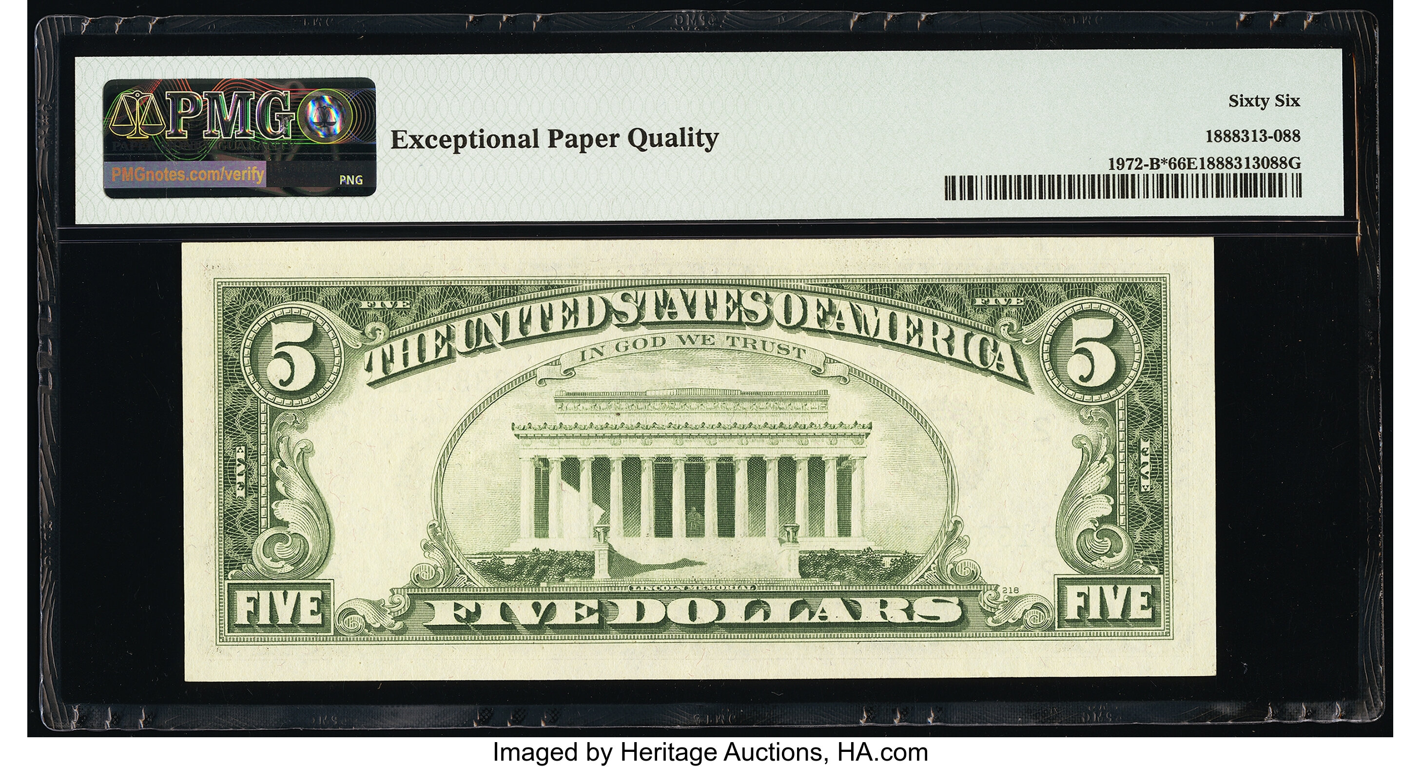 image for: Fr. 1972-B* $5 1969C Federal Reserve Star Note. PMG Gem Uncirculated 66 EPQ....