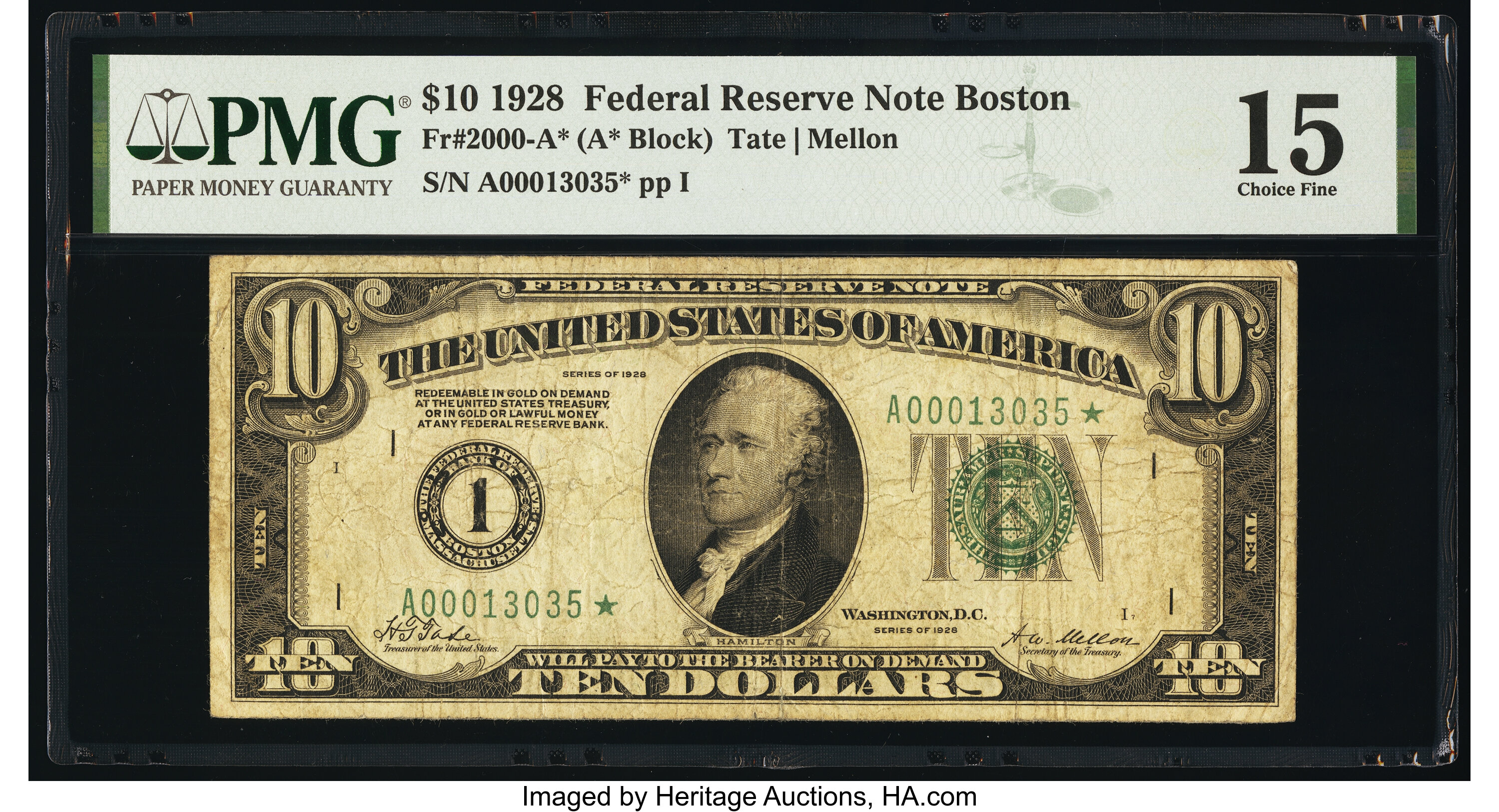 image for: Fr. 2000-A* $10 1928 Federal Reserve Star Note. PMG Choice Fine 15....