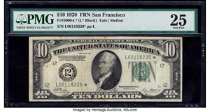 image for: Fr. 2000-L* $10 1928 Federal Reserve Star Note. PMG Very Fine 25....