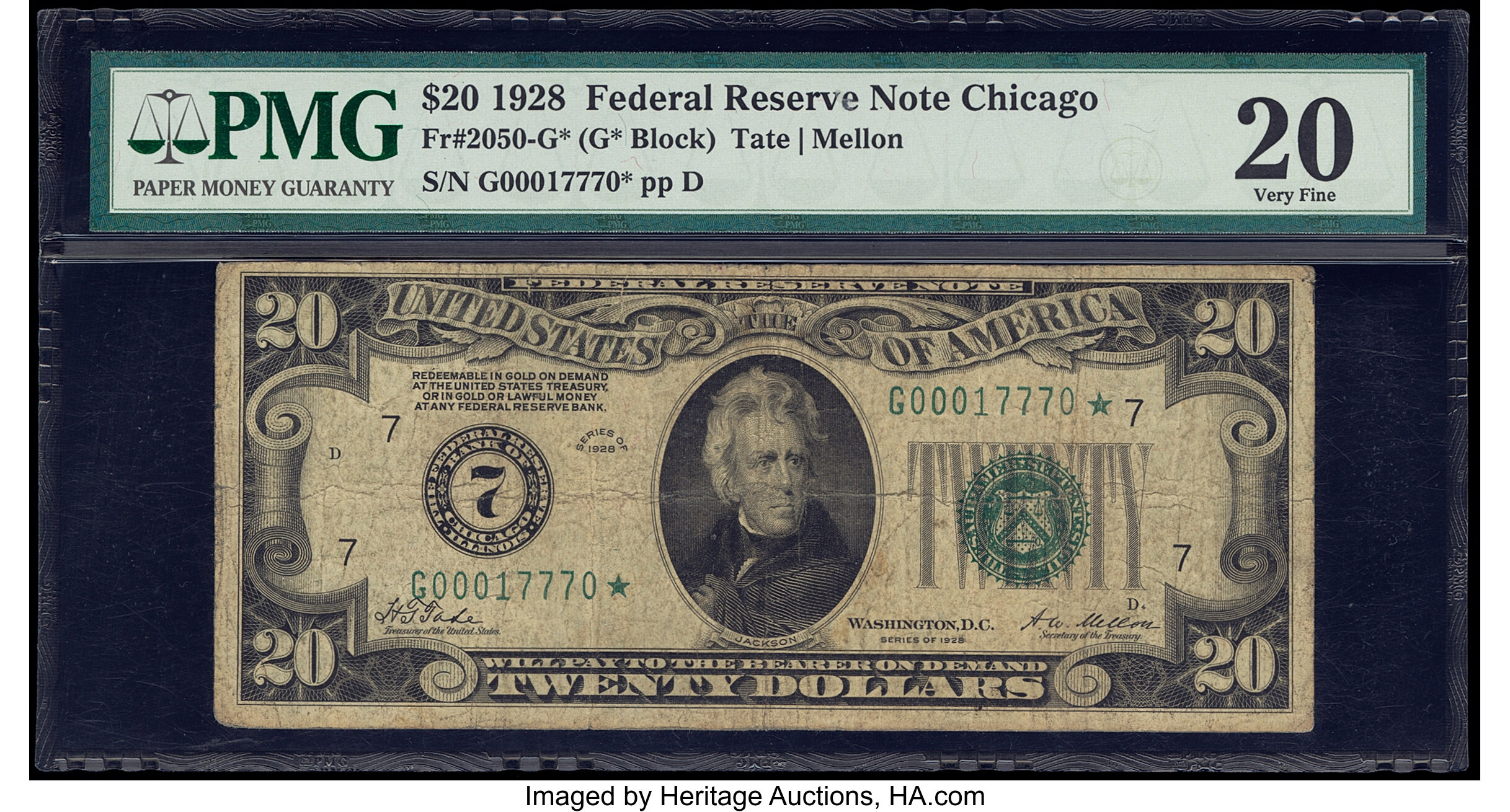 image for: Fr. 2050-G* $20 1928 Federal Reserve Star Note. PMG Very Fine 20....