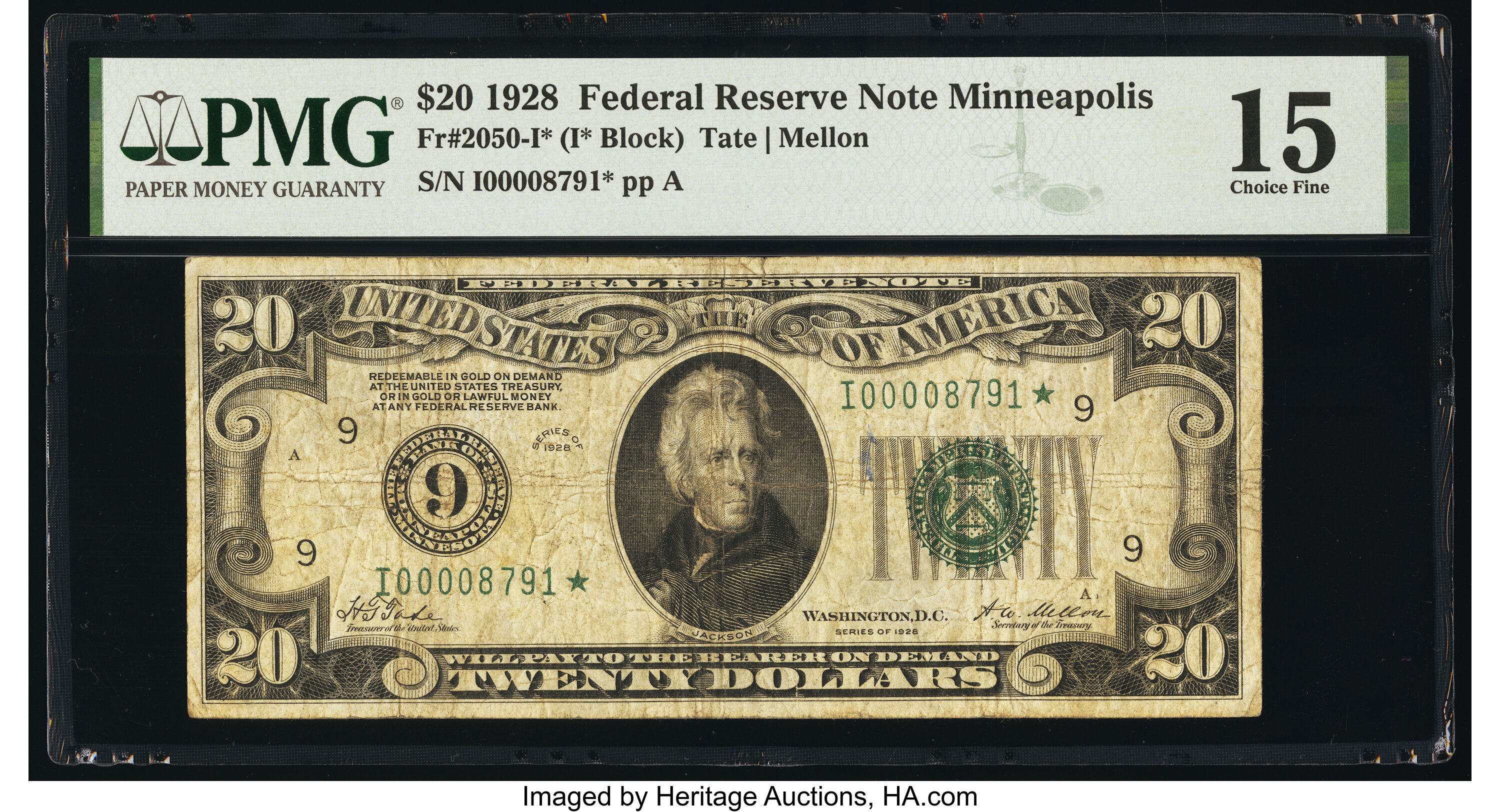 image for: Fr. 2050-I* $20 1928 Federal Reserve Star Note. PMG Choice Fine 15....