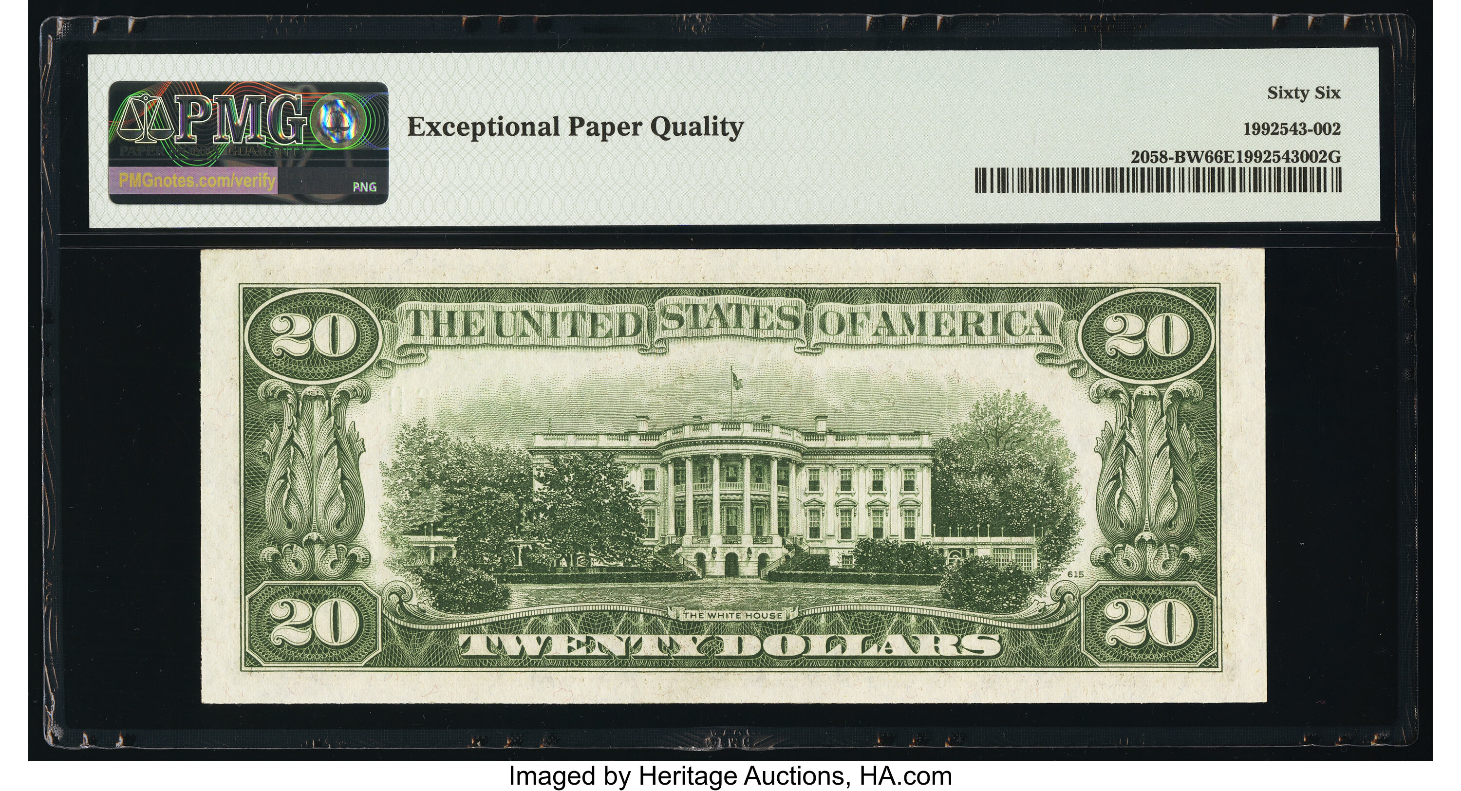 image for: Fr. 2058-B $20 1934D Wide Federal Reserve Note. PMG Gem Uncirculated 66 EPQ....