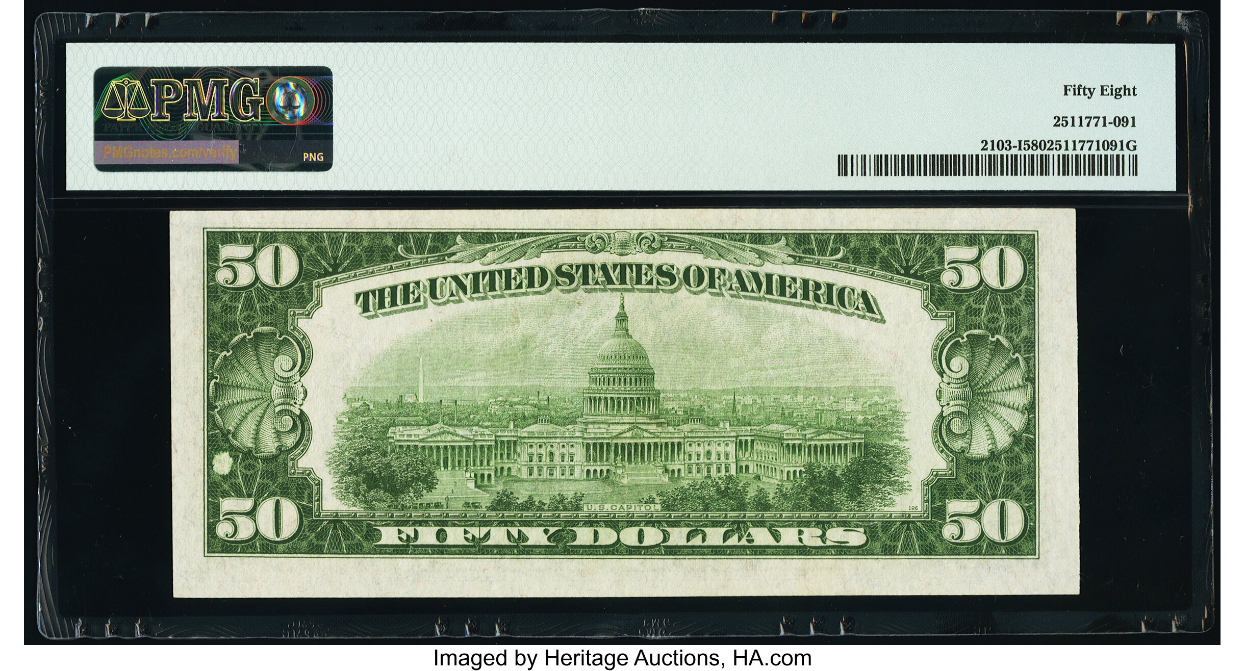 image for: Fr. 2103-I $50 1934A Federal Reserve Note. PMG Choice About Unc 58....