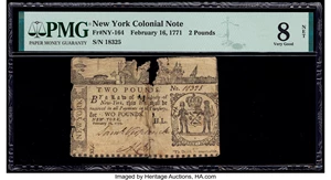 image for: New York February 16, 1771 £2 PMG Very Good 8 Net....