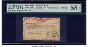 image for: New York August 25, 1774 (Water Works) 1s PMG Choice About Unc 58 EPQ....
