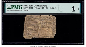 image for: New York February 17, 1776 City and County Albany 1s PMG Good 4 Net....