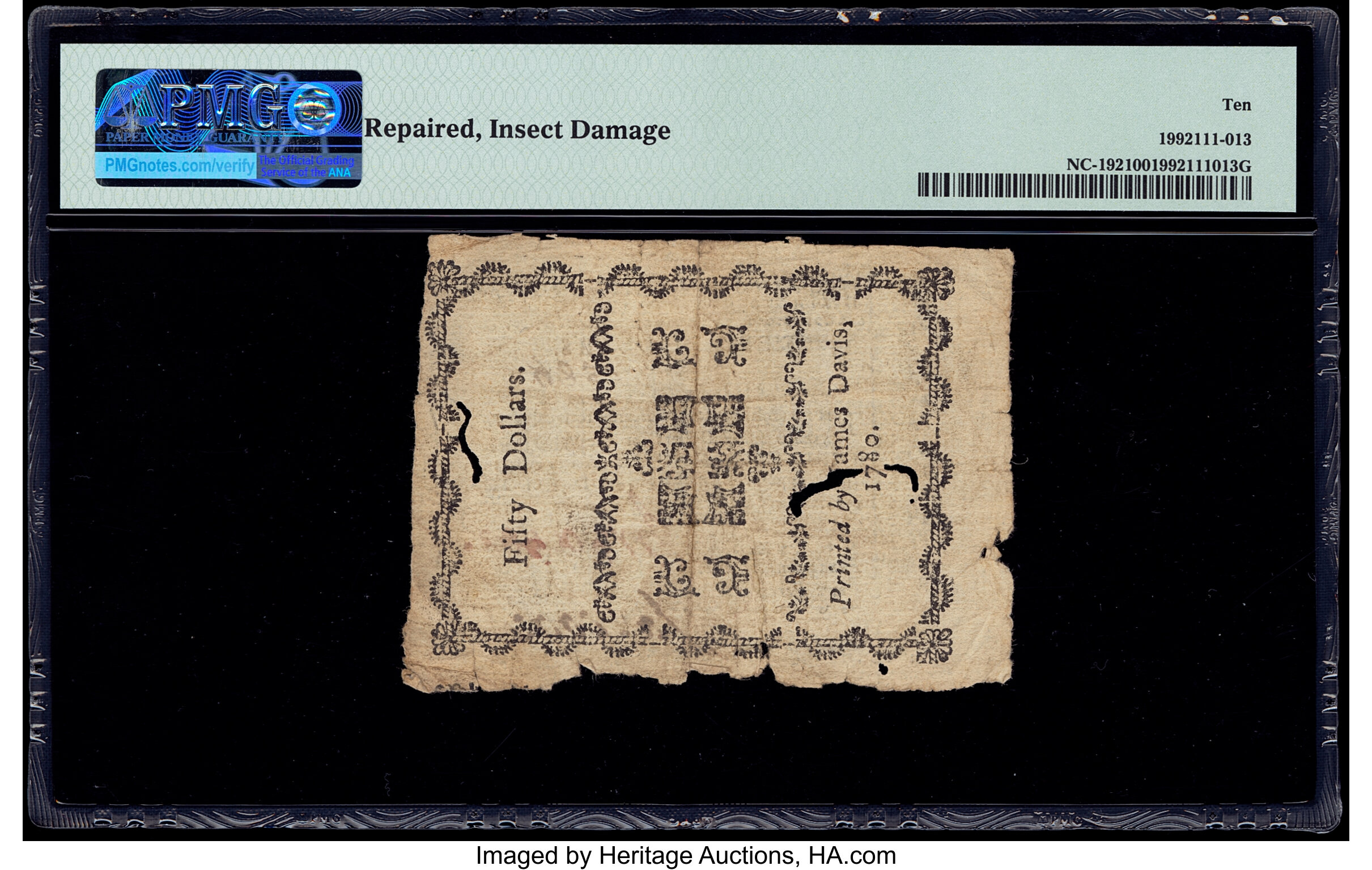 image for: North Carolina May 10, 1780 $50 Fundamentum Mihi Aere Perennius PMG Very Good 10....