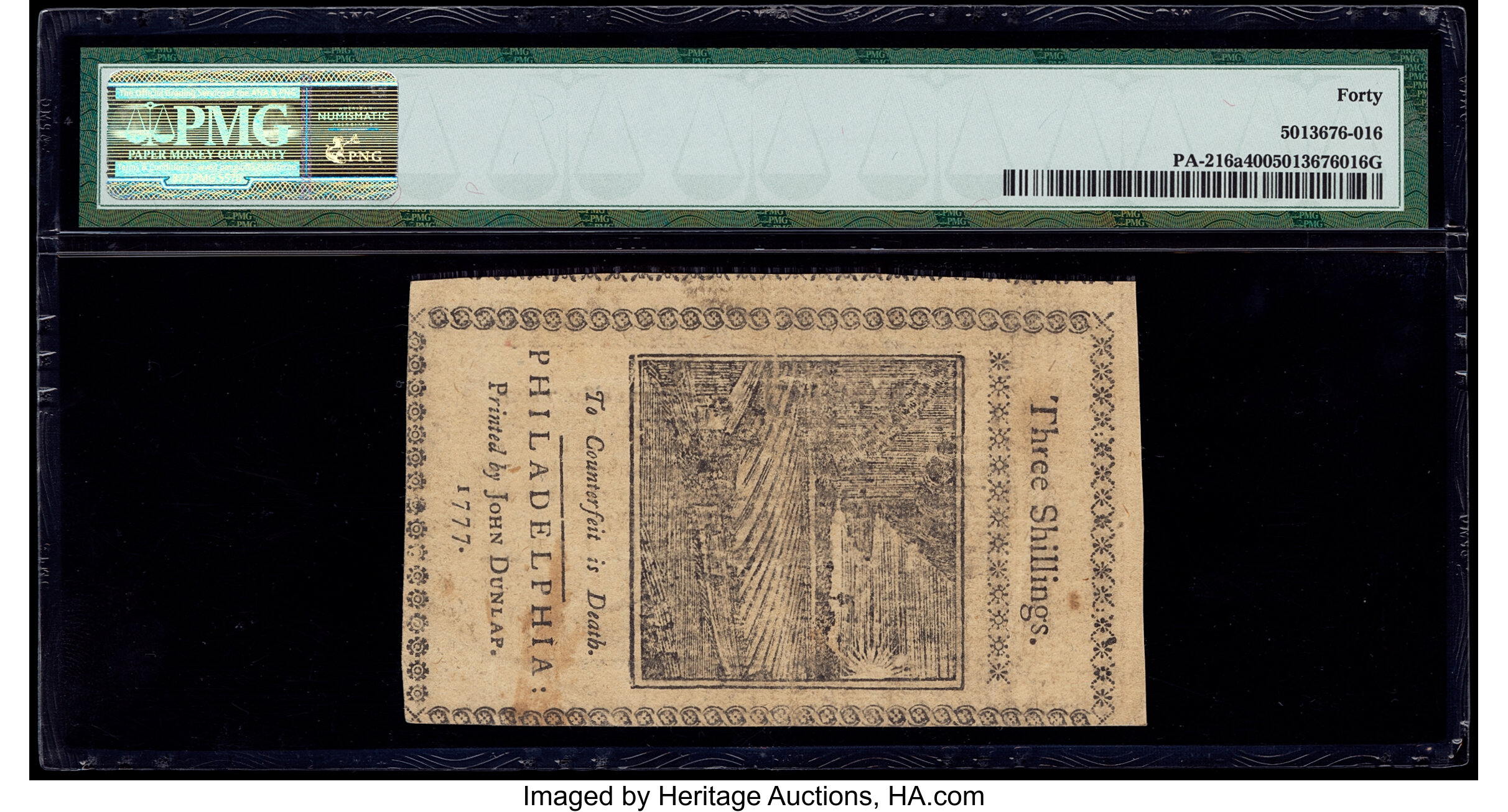 image for: Pennsylvania April 10, 1777 3s PMG Extremely Fine 40....