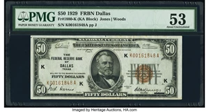 image for: Fr. 1880-K $50 1929 Federal Reserve Bank Note. PMG About Uncirculated 53....