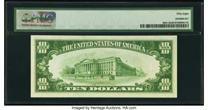 image for: Fr. 2001-B $10 1928A Federal Reserve Note. PMG Choice About Unc 58....