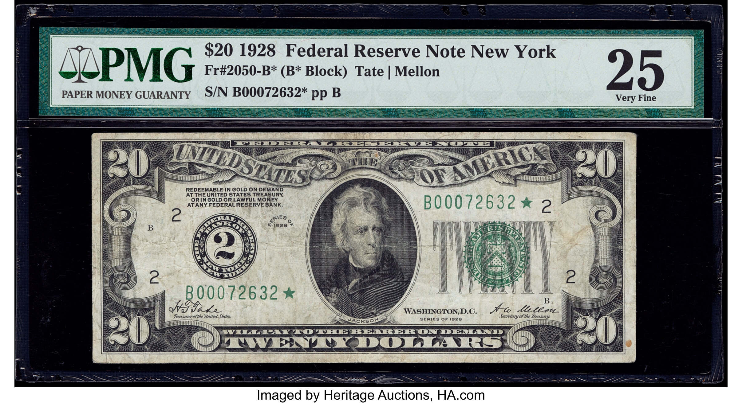image for: Fr. 2050-B* $20 1928 Federal Reserve Star Note. PMG Very Fine 25....