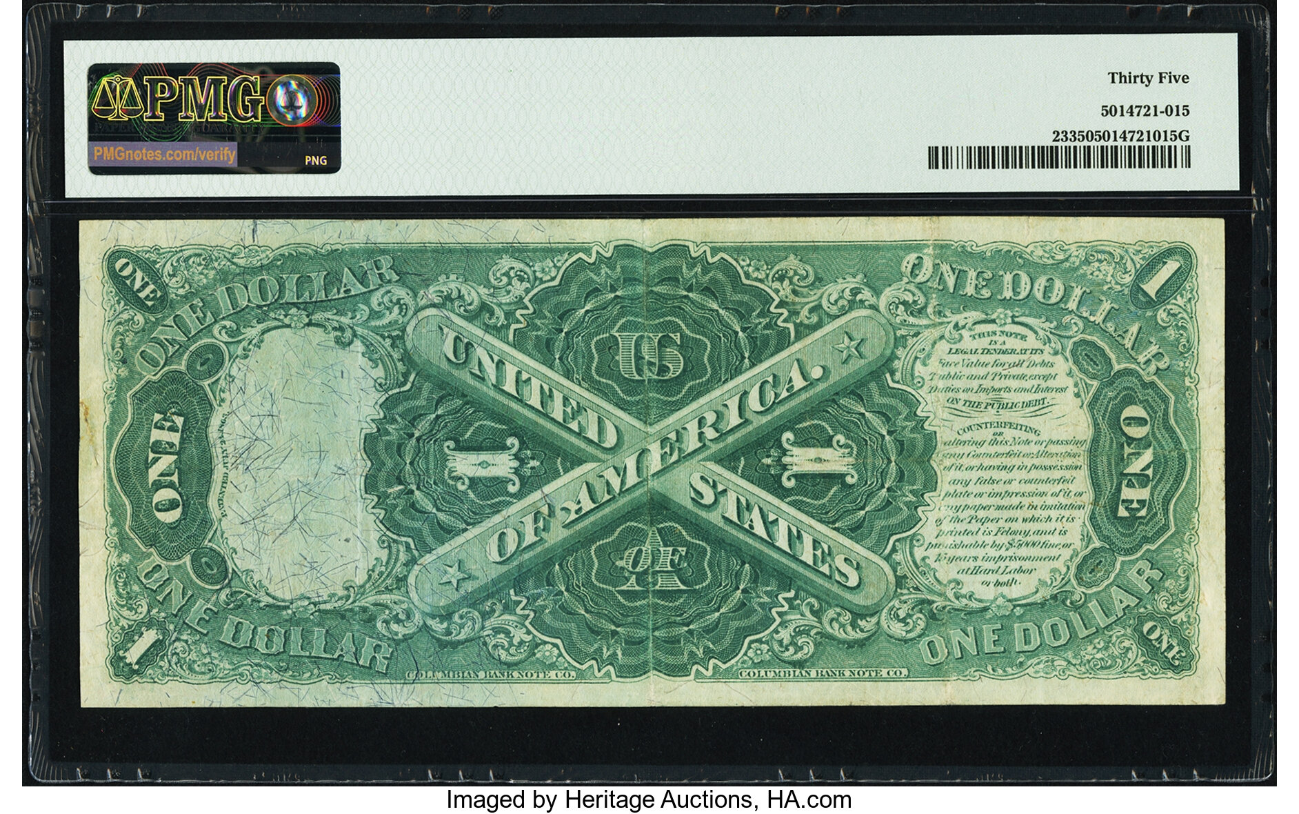 image for: Fr. 23 $1 1875 Legal Tender PMG Choice Very Fine 35....