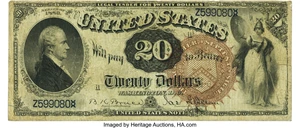 image for: Fr. 131 $20 1880 Legal Tender PMG Very Fine 20....
