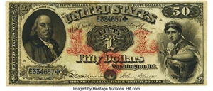image for: Fr. 152 $50 1874 Legal Tender PMG Very Fine 25....