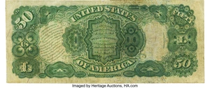 image for: Fr. 152 $50 1874 Legal Tender PMG Very Fine 25....