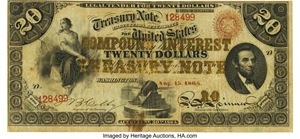 image for: Fr. 191a $20 Act of June 30, 1864 Three-Year 6% Compound Interest Treasury Note. Hessler X140B. PMG Very Fine 20....