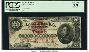 image for: Fr. 307 $20 1878 Silver Certificate PCGS Apparent Very Fine 20....