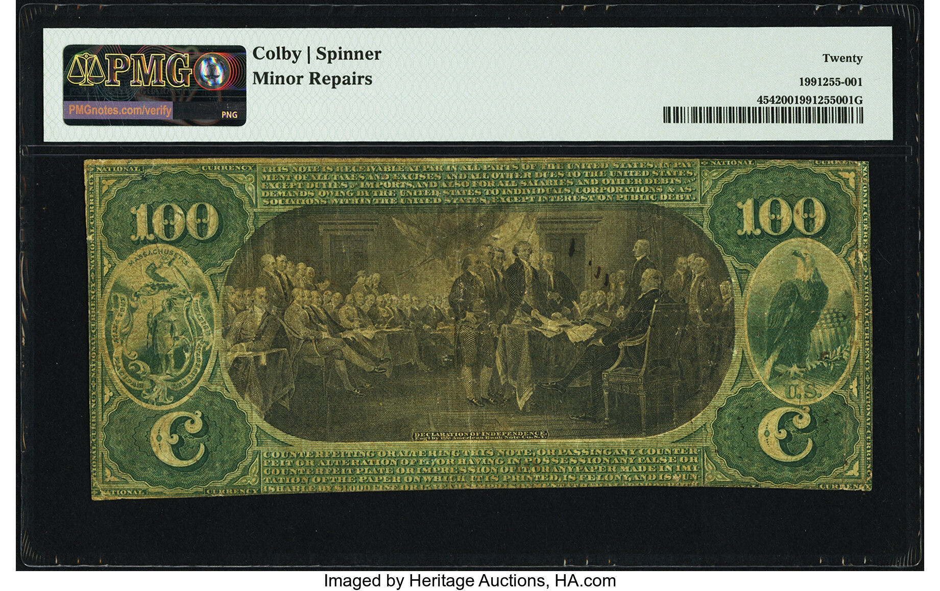 image for: Boston, MA - $100 Original Fr. 454 The New England National Bank Ch. # 603 PMG Very Fine 20....