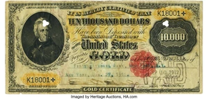 image for: Fr. 1225e $10,000 1900 Gold Certificate PMG Very Fine 20....