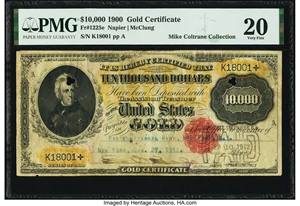 image for: Fr. 1225e $10,000 1900 Gold Certificate PMG Very Fine 20....