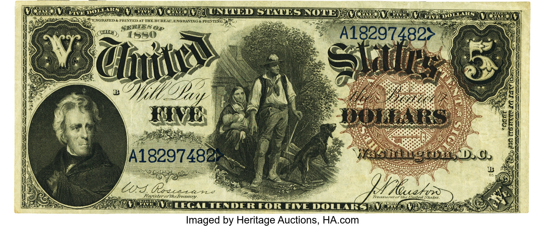 image for: Fr. 77 $5 1880 Legal Tender PMG Choice Very Fine 35 EPQ....