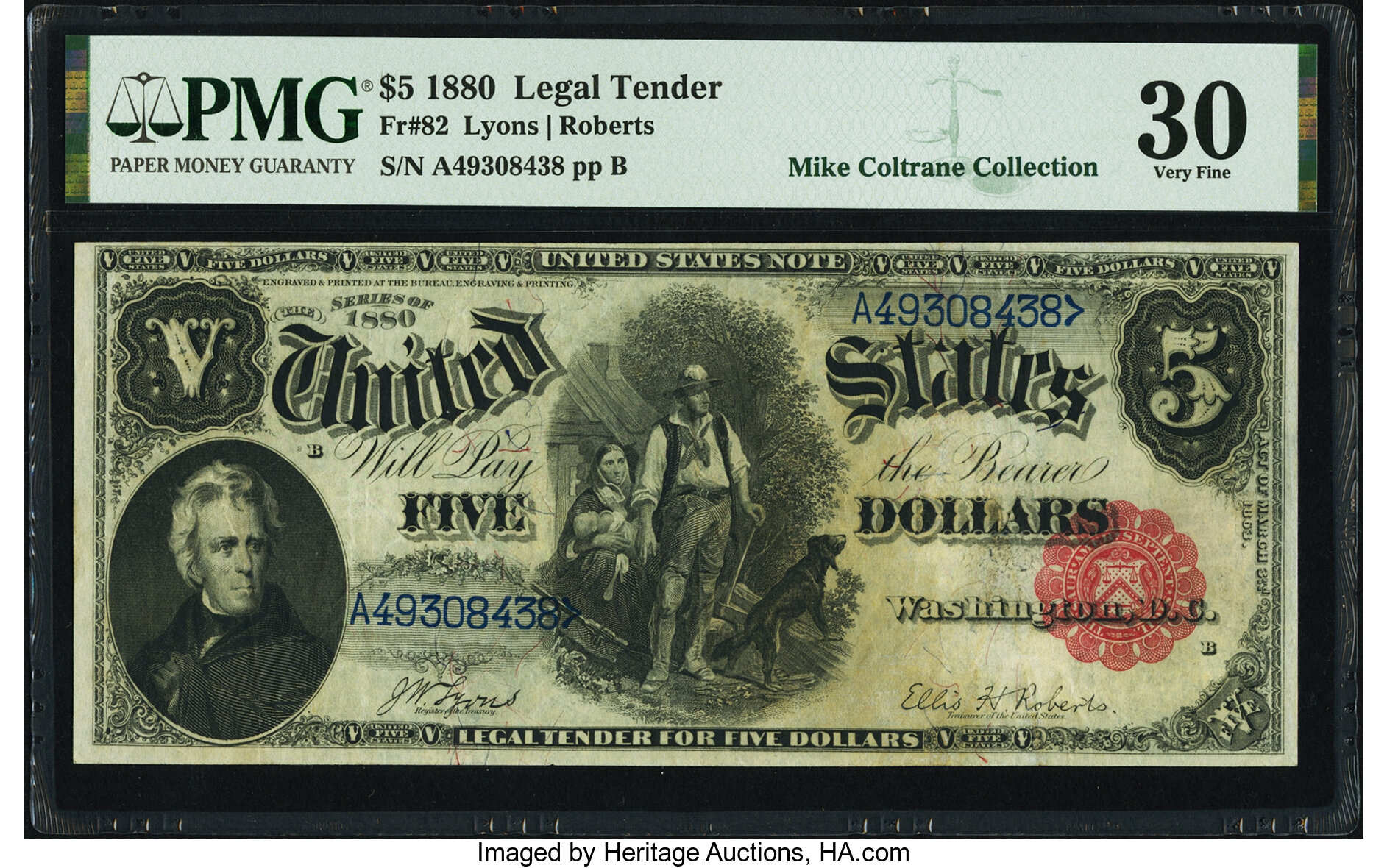 image for: Fr. 82 $5 1880 Legal Tender PMG Very Fine 30....
