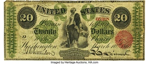 image for: Fr. 126 $20 1863 Legal Tender PMG Choice Fine 15....
