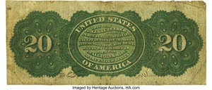 image for: Fr. 126 $20 1863 Legal Tender PMG Choice Fine 15....