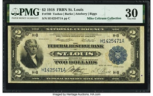 image for: Fr. 769 $2 1918 Federal Reserve Bank Note PMG Very Fine 30....