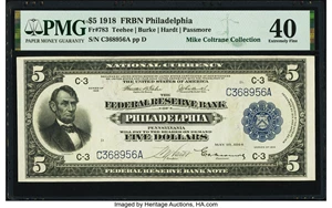 image for: Fr. 783 $5 1918 Federal Reserve Bank Note PMG Extremely Fine 40....