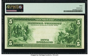 image for: Fr. 807 $5 1918 Federal Reserve Bank Note PMG Very Fine 30....