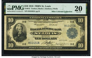 image for: Fr. 815 $10 1918 Federal Reserve Bank Note PMG Very Fine 20....