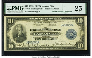 image for: Fr. 816 $10 1915 Federal Reserve Bank Note PMG Very Fine 25....