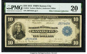 image for: Fr. 816 $10 1915 Federal Reserve Bank Note PMG Very Fine 20....