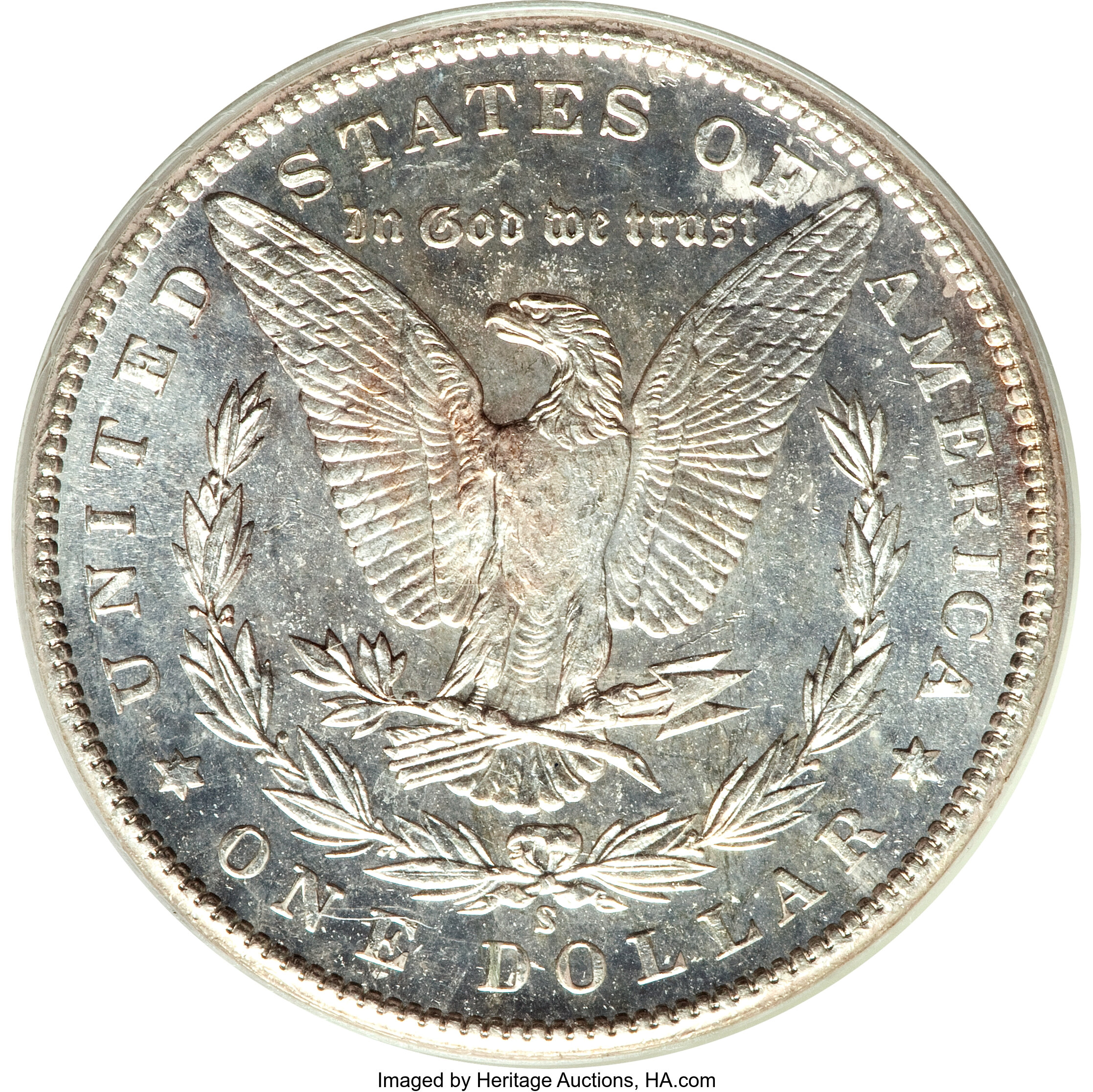 image for: 1900-S $1 MS63 Deep Mirror Prooflike PCGS. PCGS has only certified a total of nine 1900-S Morgan dollars in the Deep Mirror...