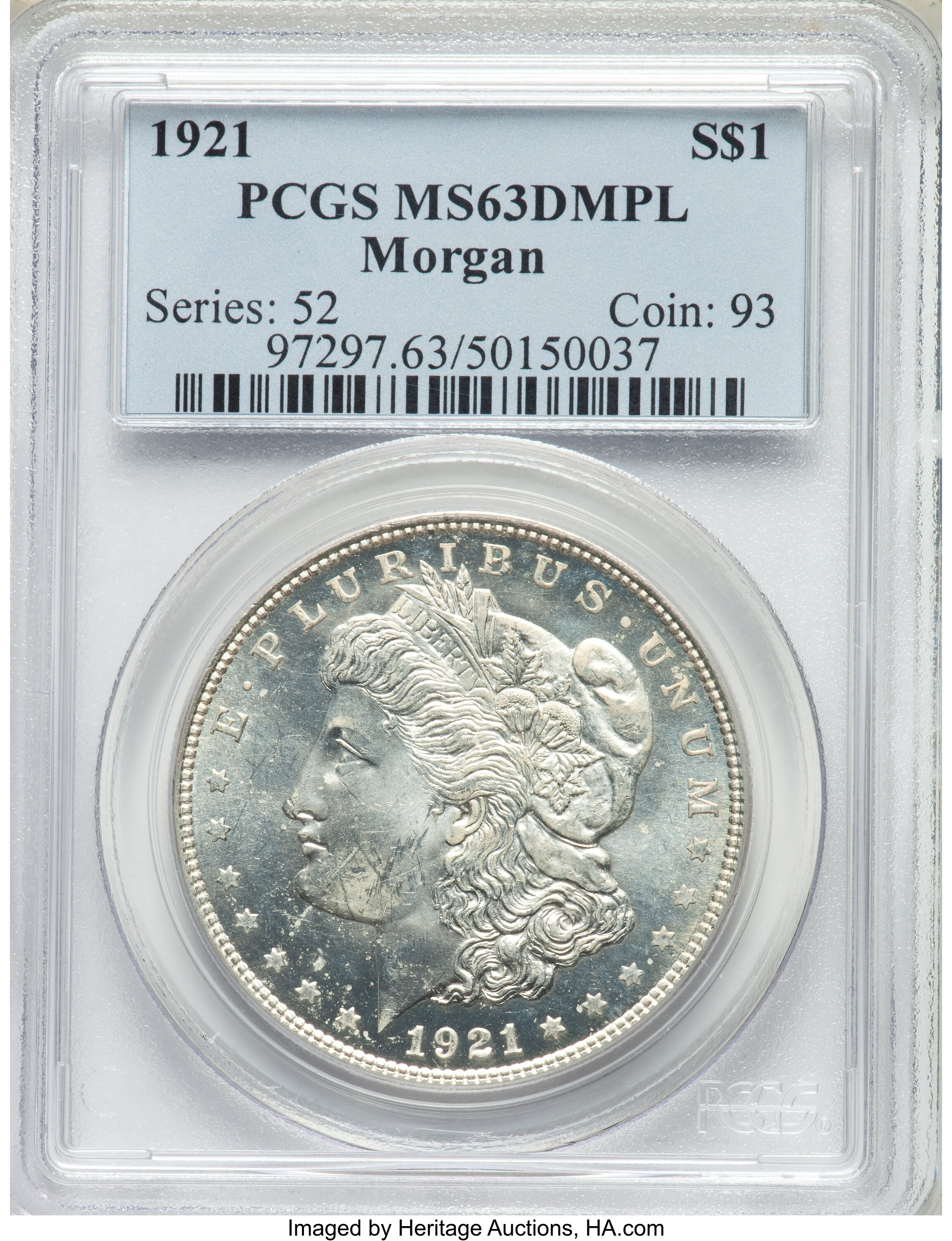 1921 $1  Morgan MS DMPL MS63 DMPL CAC thumbnail 18
