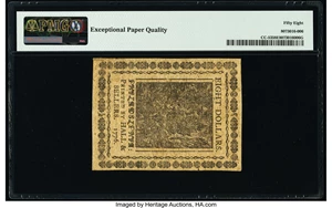 image for: Continental Currency November 2, 1776 $8 PMG Choice About Unc 58 EPQ....