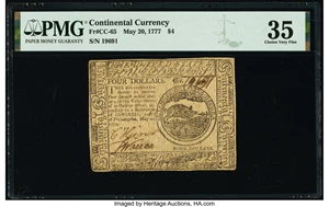 image for: Continental Currency May 20, 1777 $4 PMG Choice Very Fine 35....