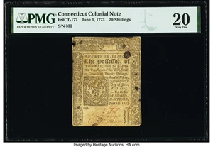 image for: Connecticut June 1, 1773 20s PMG Very Fine 20....