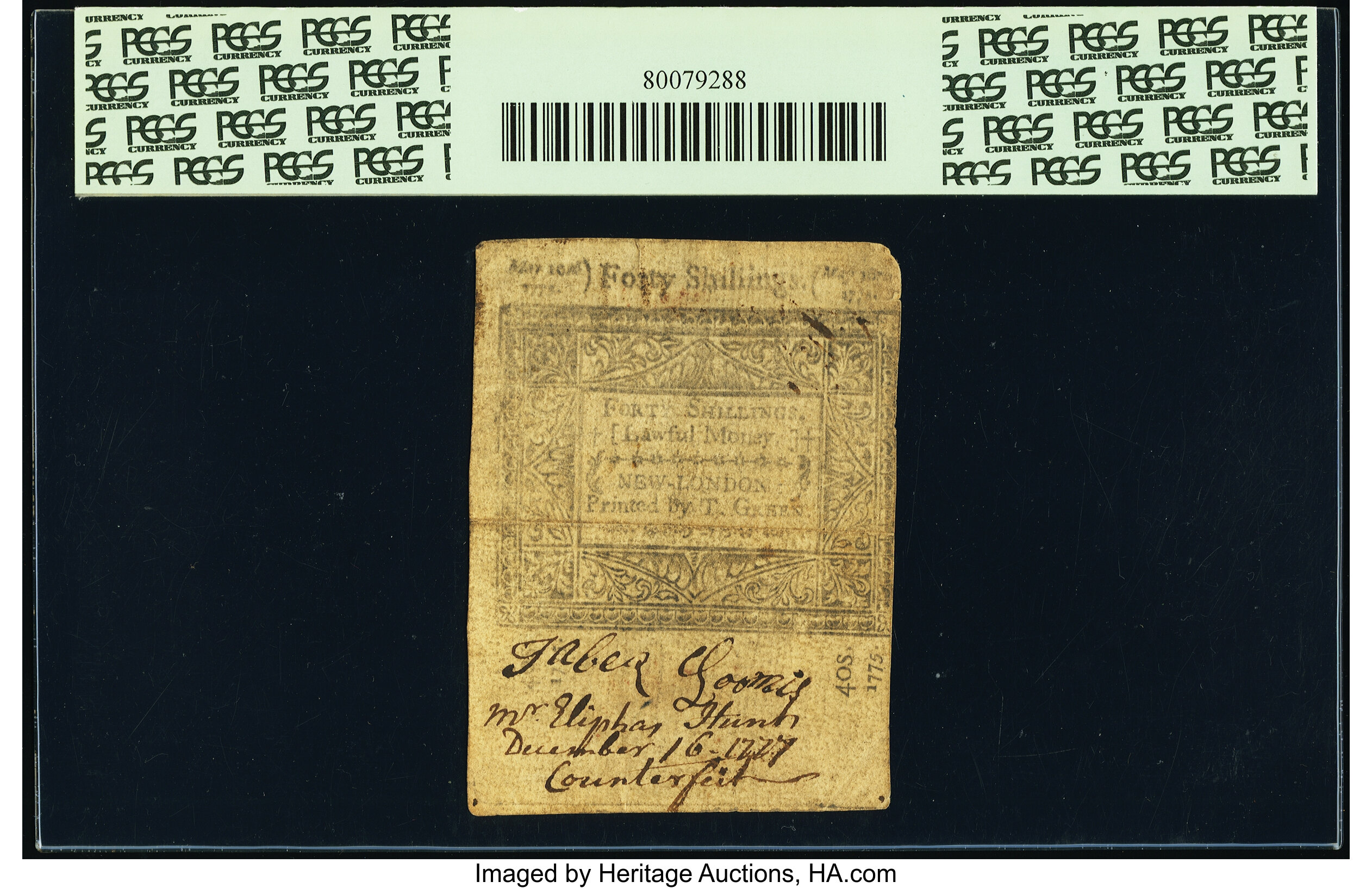 image for: Connecticut May 10, 1775 40s Contemporary Counterfeit PCGS Very Fine 35....
