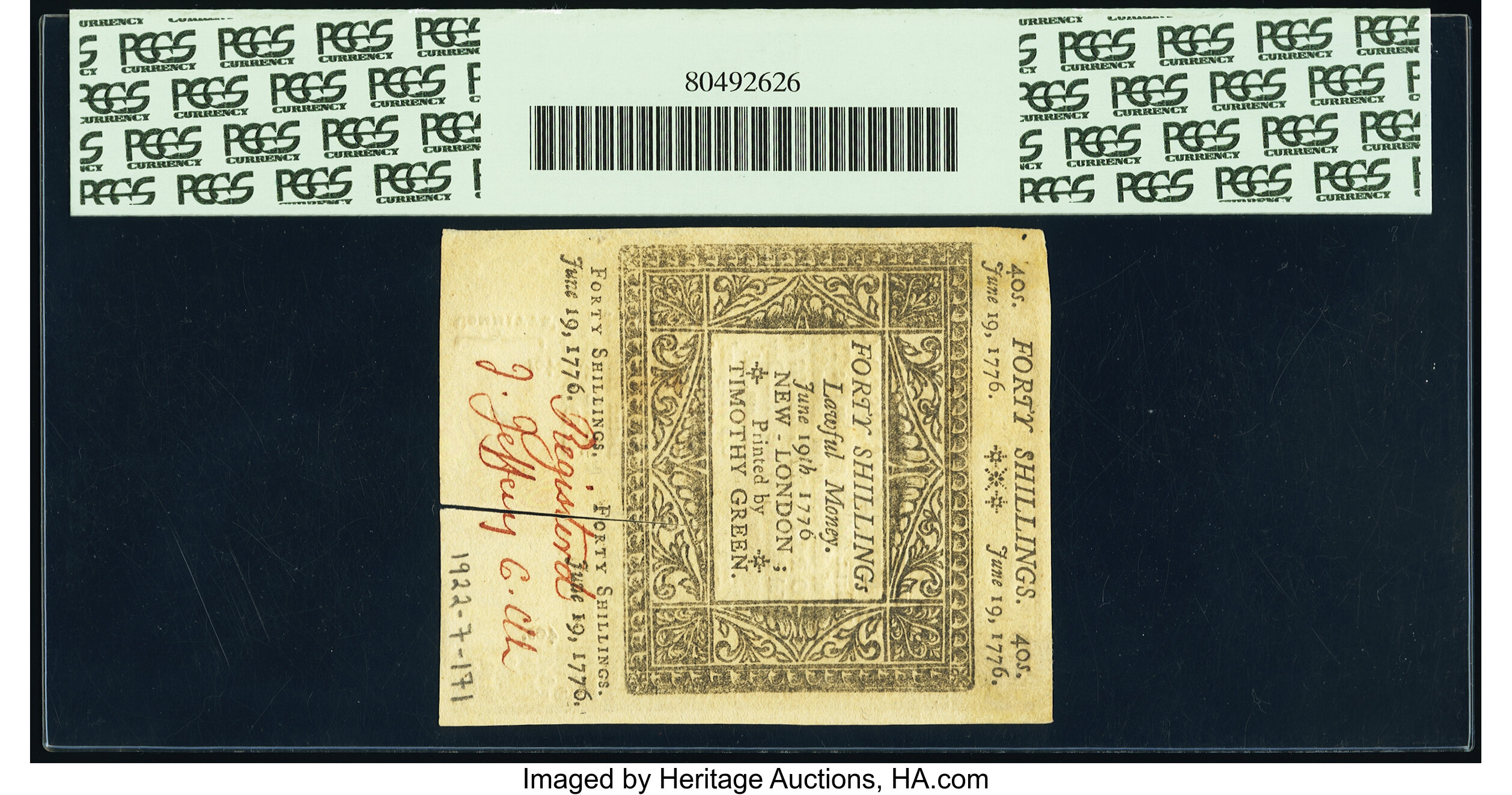 image for: Connecticut June 19, 1776 40s PCGS Very Choice New 64....