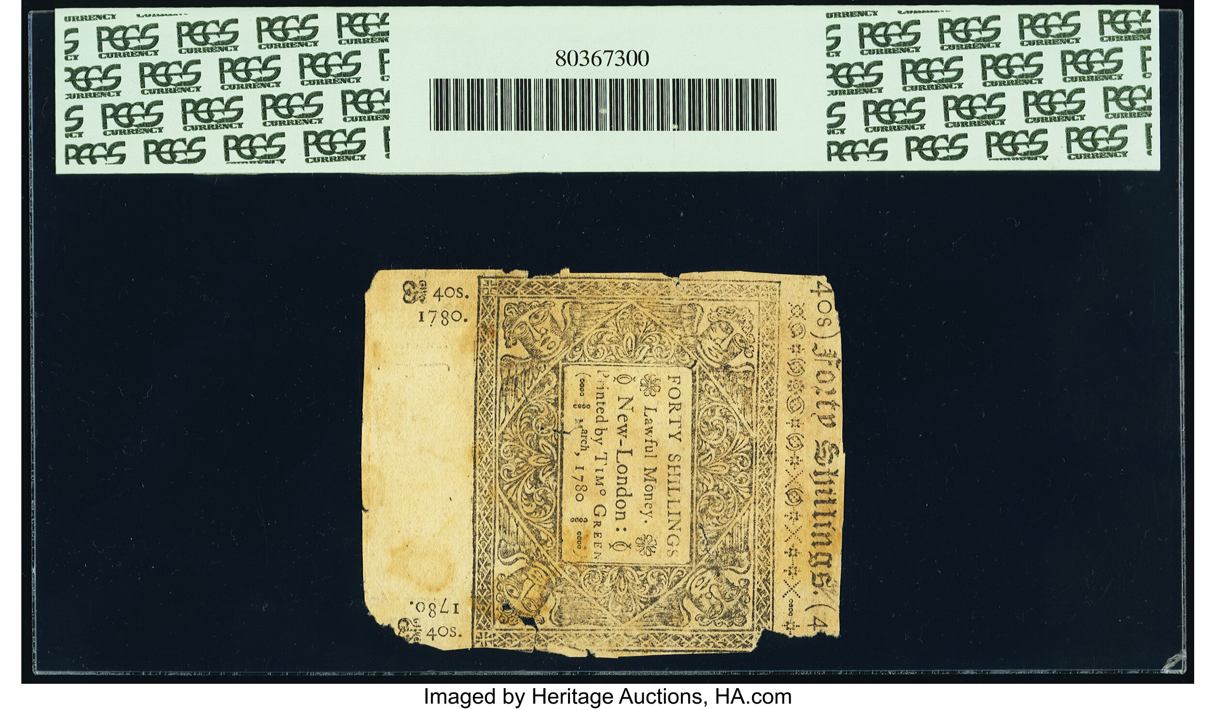 image for: Connecticut March 1, 1780 40s Contemporary Counterfeit PCGS Apparent Very Fine 20....