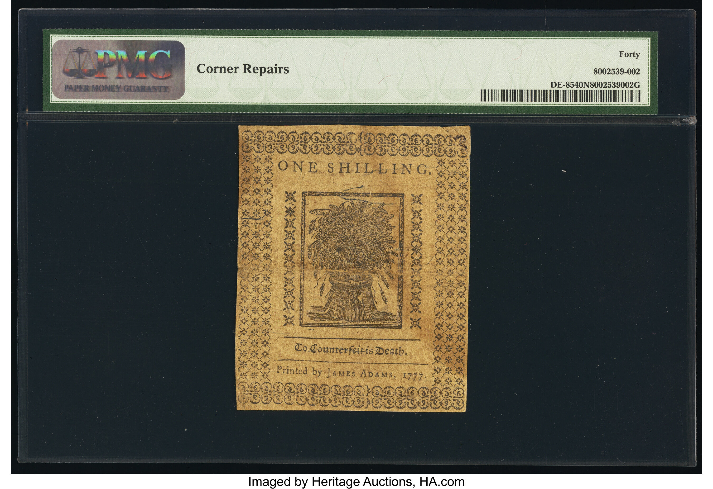 image for: Delaware May 1, 1777 1s PMG Extremely Fine 40 Net....