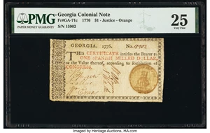 image for: Georgia 1776 $1 PMG Very Fine 25....