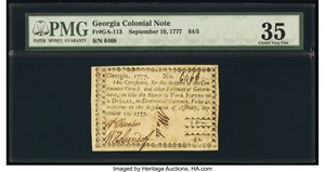 image for: Georgia September 10, 1777 $4/5 PMG Choice Very Fine 35....