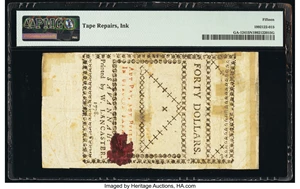 image for: Georgia May 4, 1778 $40 PMG Choice Fine 15 Net....