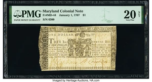 image for: Maryland January 1, 1767 $1 PMG Very Fine 20 Net....