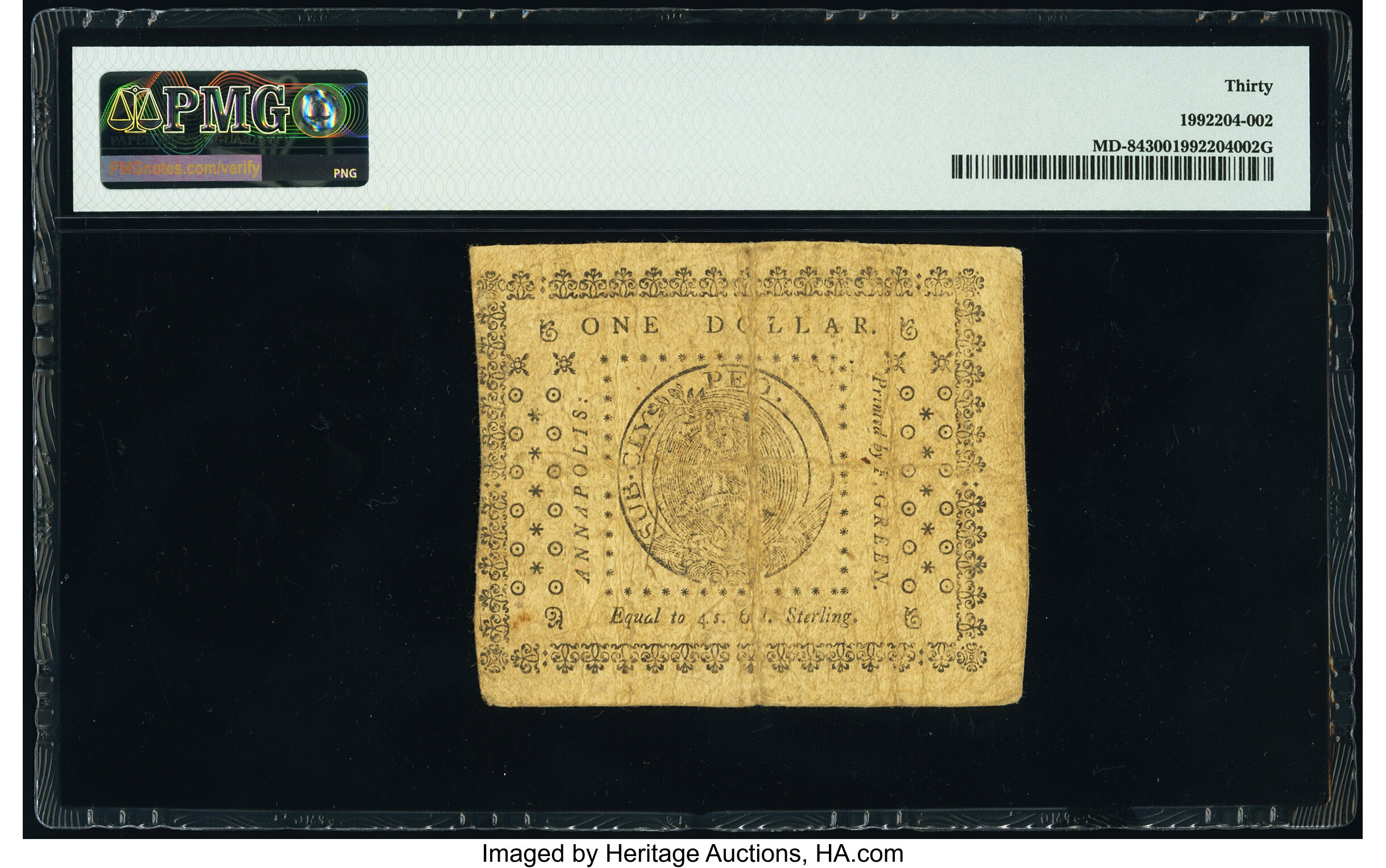 image for: Maryland December 7, 1775 $1 PMG Very Fine 30....